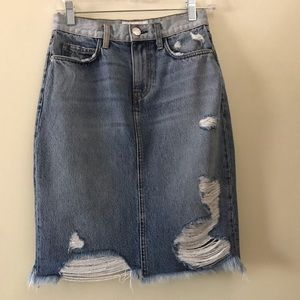 Current/Elliott Distressed Denim Skirt